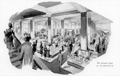 Drawing of John Barker & Co store interior 1952.