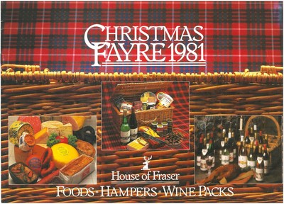 Brochure advertising House of Fraser Christmas food and wine hampers, 1981  
