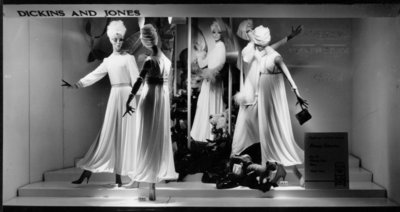  Window display of ladies dresses at Dickins and Jones, c.1960s.