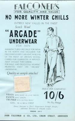 John Falconer & Co men's underwear advertisement, 1932.
